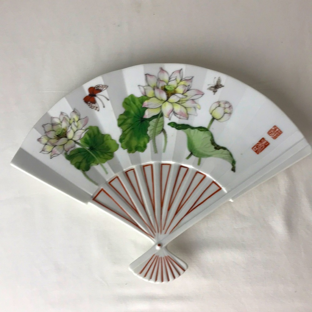 Vintage Toscany lotus fan shaped plate Japan